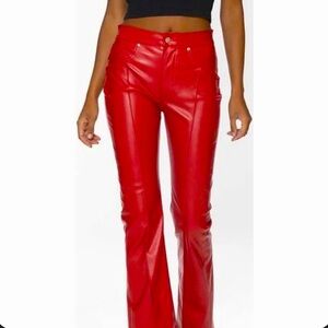 Revice denim Red leather star flared jeans
